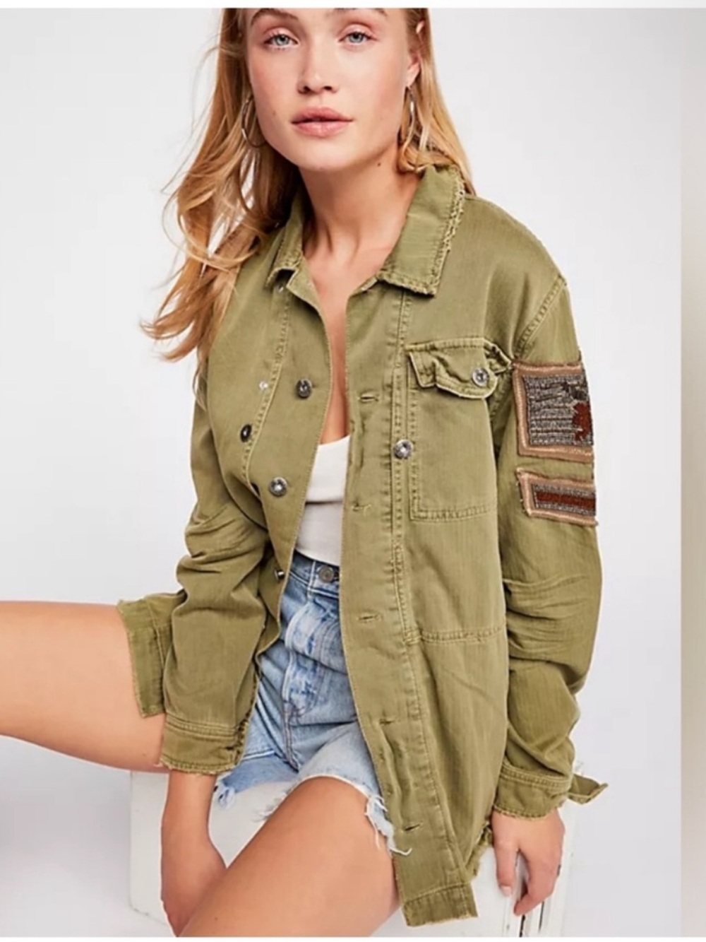 Free People Military Patchwork Jacket!!! Oversized XSmall!!!